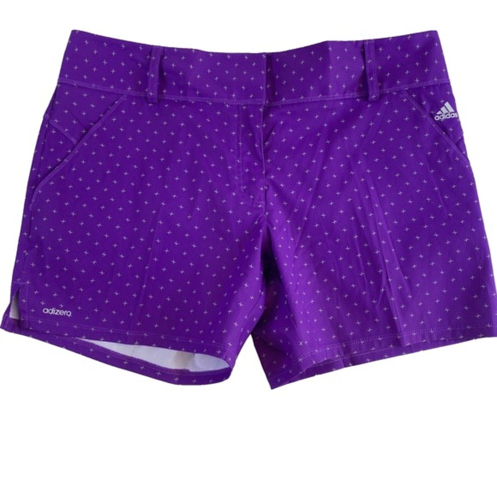 Adidas Shorts Women Sz 10 Purple All‎ over Print Golf Active Adizero